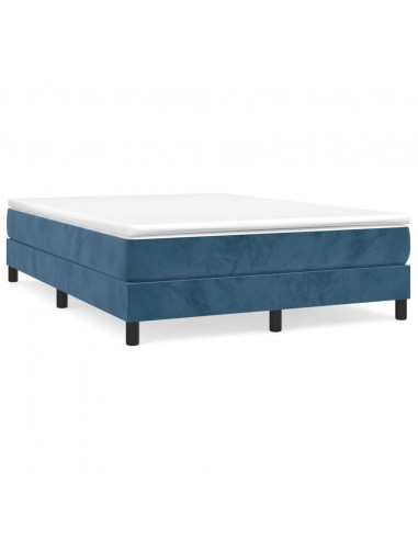 Giroletto a Molle con Materasso Blu Scuro 140x200 cm in Velluto