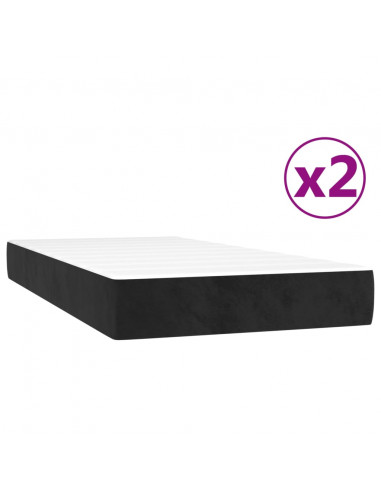 Giroletto a Molle con Materasso Nero 200x200 cm in Velluto