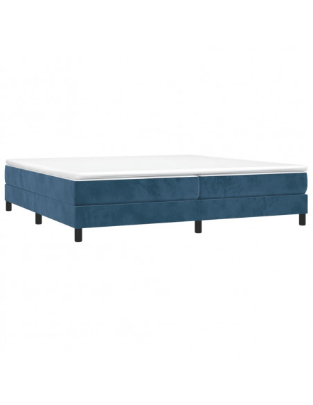 Giroletto a Molle con Materasso Blu Scuro 200x200 cm in Velluto