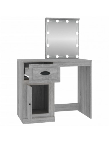 Toeletta con LED Grigio Sonoma 90x50x132,5cm Legno Multistrato