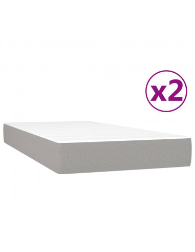 Giroletto a Molle con Materasso Grigio Chiaro 200x200cm Tessuto