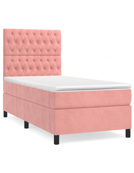 Giroletto a Molle con Materasso Rosa 90x190 cm in Velluto