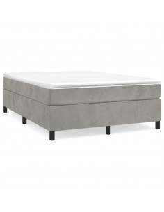 Giroletto a Molle con Materasso Grigio Chiaro 140x190cm Velluto 2