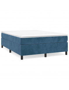 Giroletto a Molle con Materasso Blu Scuro 140x190 cm in Velluto 2