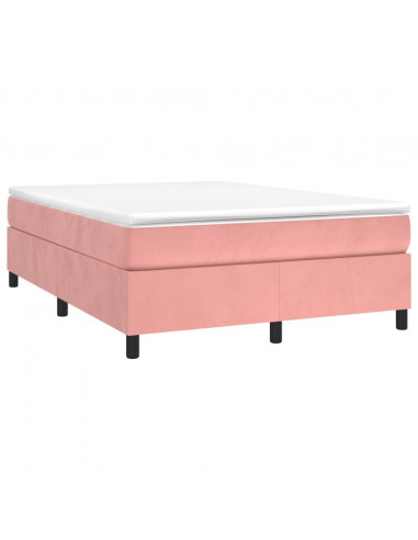 Giroletto a Molle con Materasso Rosa 140x190 cm in Velluto