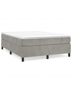 Giroletto a Molle con Materasso Grigio Chiaro 140x200cm Velluto 2