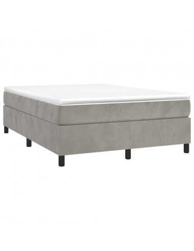 Giroletto a Molle con Materasso Grigio Chiaro 140x200cm Velluto