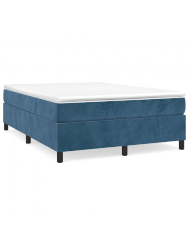 Giroletto a Molle con Materasso Blu Scuro 140x200 cm in Velluto