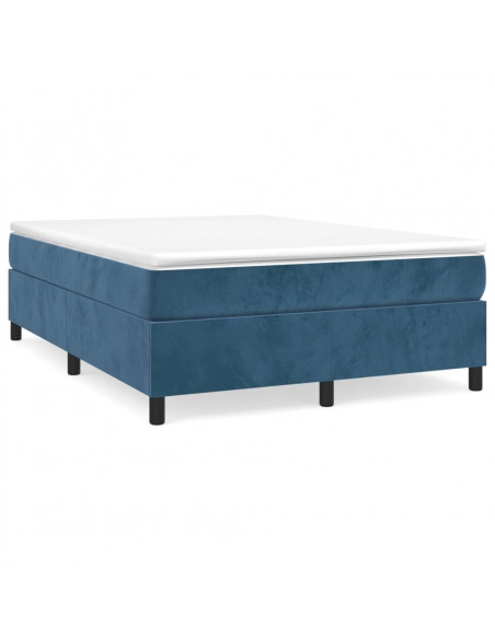 Giroletto a Molle con Materasso Blu Scuro 140x200 cm in Velluto