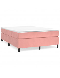 Giroletto a Molle con Materasso Rosa 140x200 cm in Velluto 2