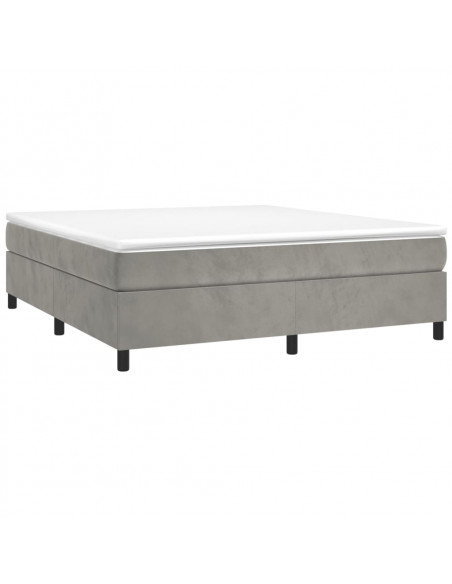 Giroletto a Molle con Materasso Grigio Chiaro 160x200cm Velluto