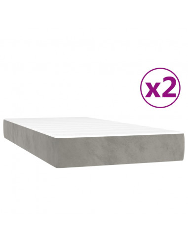 Giroletto a Molle con Materasso Grigio Chiaro 200x200cm Velluto