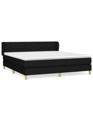 Giroletto a Molle con Materasso Nero 160x200 cm in Tessuto