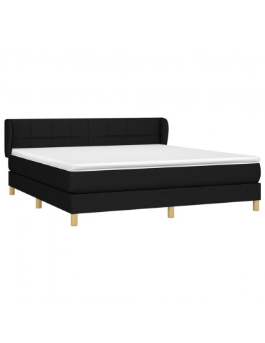 Giroletto a Molle con Materasso Nero 160x200 cm in Tessuto