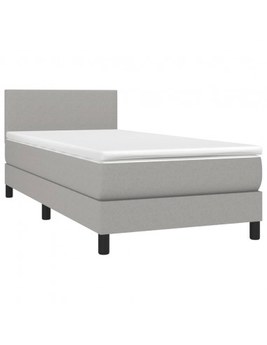 Letto a Molle Materasso e LED Grigio Chiaro 80x200 cm Tessuto