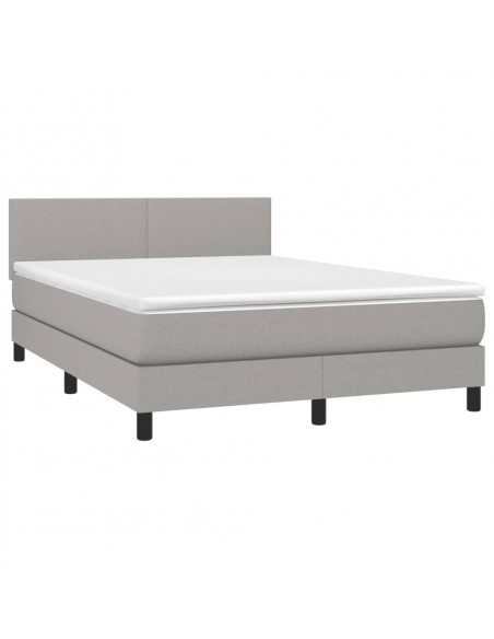 Letto a Molle Materasso e LED Grigio Chiaro 140x190 cm Tessuto