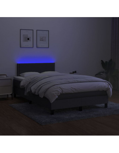 Letto a Molle Materasso e LED Grigio Scuro 120x200cm in Tessuto