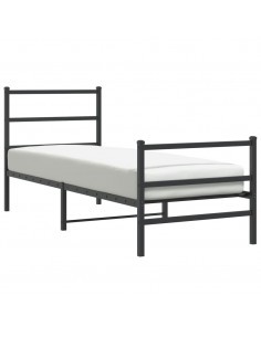 Giroletto con Testiera e Pediera Metallo Nero 80x200 cm 2