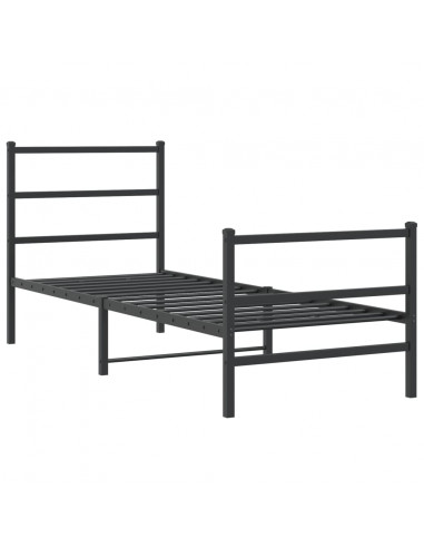 Giroletto con Testiera e Pediera Metallo Nero 80x200 cm