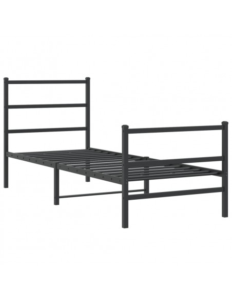 Giroletto con Testiera e Pediera Metallo Nero 80x200 cm