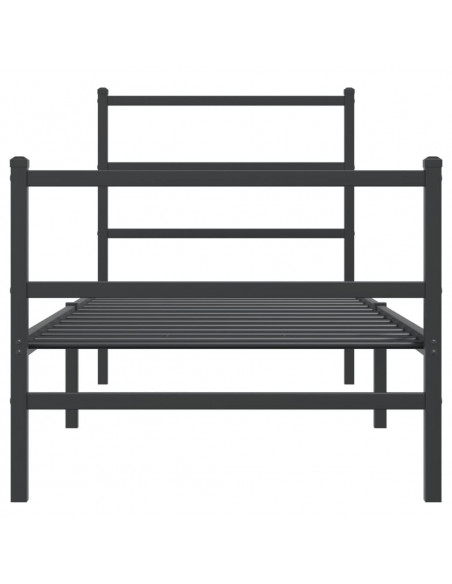 Giroletto con Testiera e Pediera Metallo Nero 80x200 cm