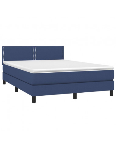 Letto a Molle con Materasso e LED Blu 140x200 cm in Tessuto