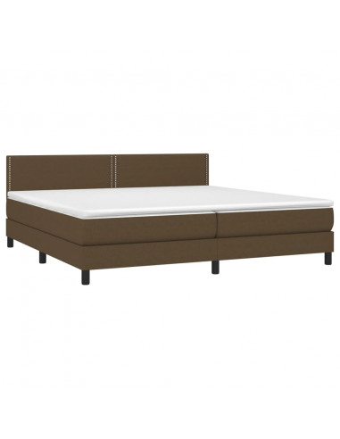 Letto a Molle Materasso e LED Marronescuro 200x200cm in Tessuto