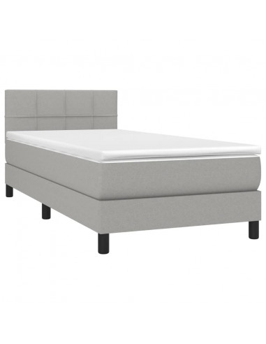 Letto a Molle Materasso e LED Grigio Chiaro 80x200 cm Tessuto