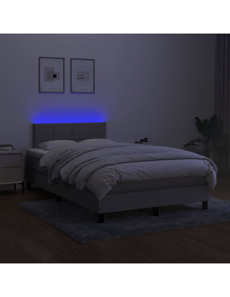 Letto a Molle Materasso e LED Grigio Chiaro 120x200 cm Tessuto