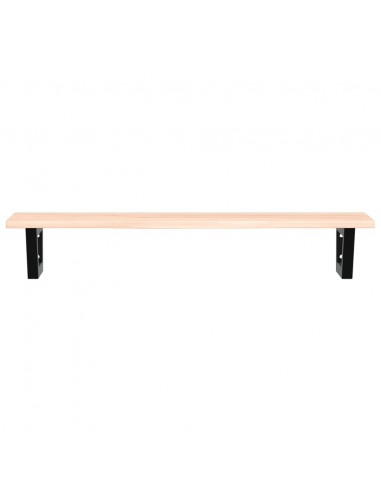 Ripiano a Parete per Lavabo in Acciaio e Massello di Rovere