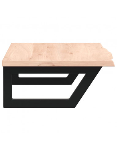 Ripiano a Parete per Lavabo in Acciaio e Massello di Rovere