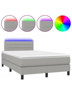 Letto a Molle Materasso e LED Grigio Chiaro 120x200 cm Tessuto 2