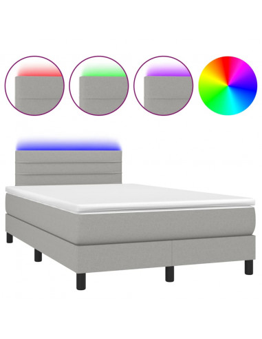 Letto a Molle Materasso e LED Grigio Chiaro 120x200 cm Tessuto