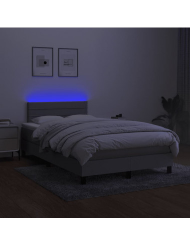 Letto a Molle Materasso e LED Grigio Chiaro 120x200 cm Tessuto