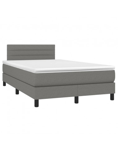Letto a Molle Materasso e LED Grigio Scuro 120x200cm in Tessuto