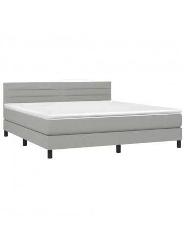 Letto a Molle Materasso e LED Grigio Chiaro 160x200 cm Tessuto