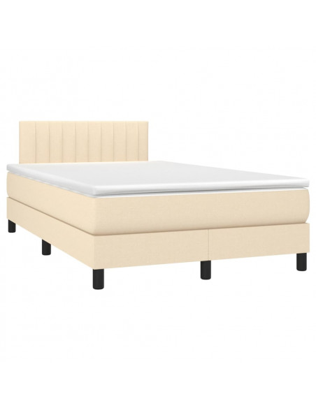 Letto a Molle con Materasso e LED Crema 120x200cm in Tessuto