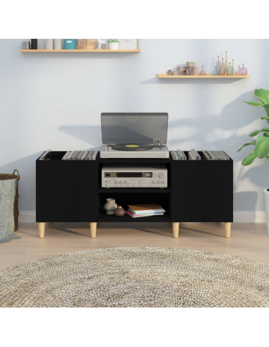 Mobile Porta Dischi Nero 121x38x48 cm in Legno Multistrato