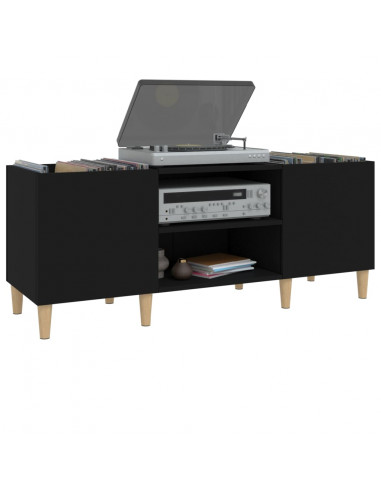 Mobile Porta Dischi Nero 121x38x48 cm in Legno Multistrato