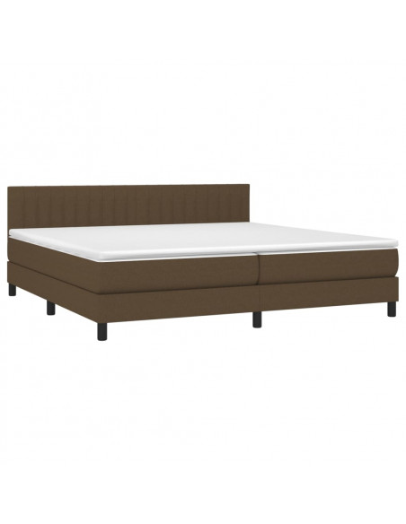 Letto a Molle Materasso e LED Marronescuro 200x200cm in Tessuto