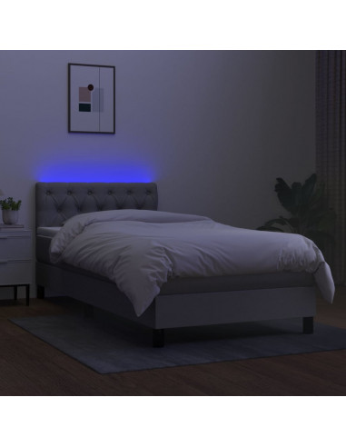 Letto a Molle Materasso e LED Grigio Chiaro 80x200 cm Tessuto