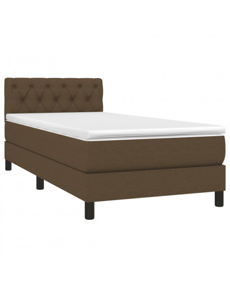 Letto a Molle Materasso e LED Marrone Scuro 80x200cm in Tessuto
