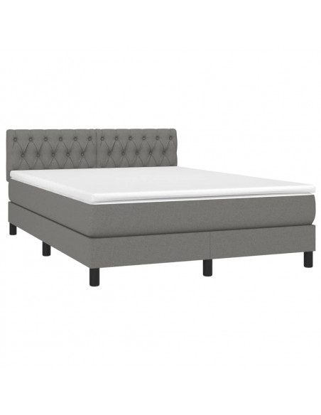 Letto a Molle Materasso e LED Grigio Scuro 140x190cm in Tessuto
