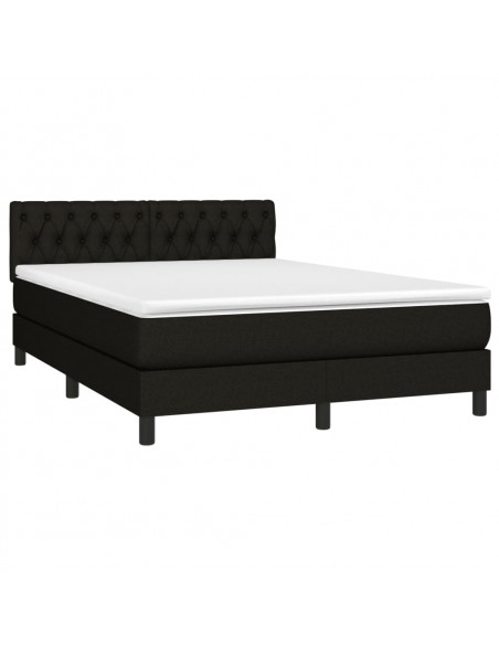 Letto a Molle con Materasso e LED Nero 140x200 cm in Tessuto