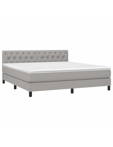 Letto a Molle Materasso e LED Grigio Chiaro 160x200 cm Tessuto