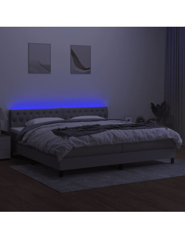 Letto a Molle Materasso e LED Grigio Chiaro 200x200 cm Tessuto