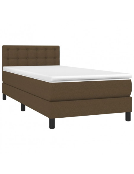 Letto a Molle Materasso e LED Marrone Scuro 80x200cm in Tessuto