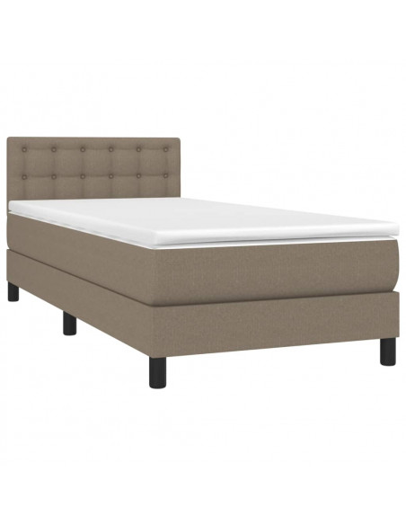Letto a Molle con Materasso e LED Tortora 100x200cm in Tessuto