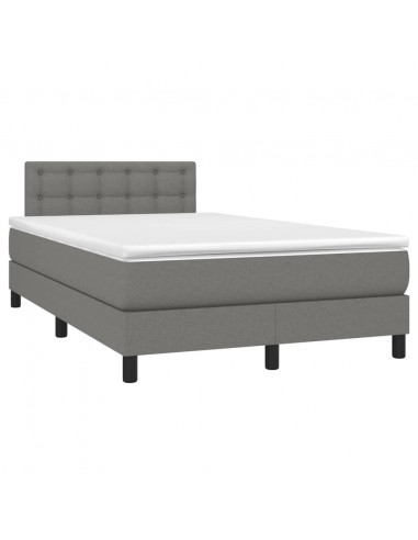 Letto a Molle Materasso e LED Grigio Scuro 120x200cm in Tessuto