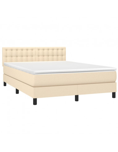 Letto a Molle con Materasso e LED Crema 140x190 cm in Tessuto